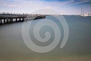 PortoroÃÆÃ¢â¬Â¦ÃâÃÂ¾, Slovenia - May 26, 2019 - people relaxing on wooden footbridge pier in PortoroÃÆÃ¢â¬Â¦ÃâÃÂ¾ on adriatic coastline